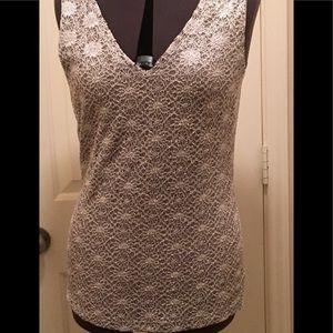 Silver/Gray Lacr V-Neck Tunic